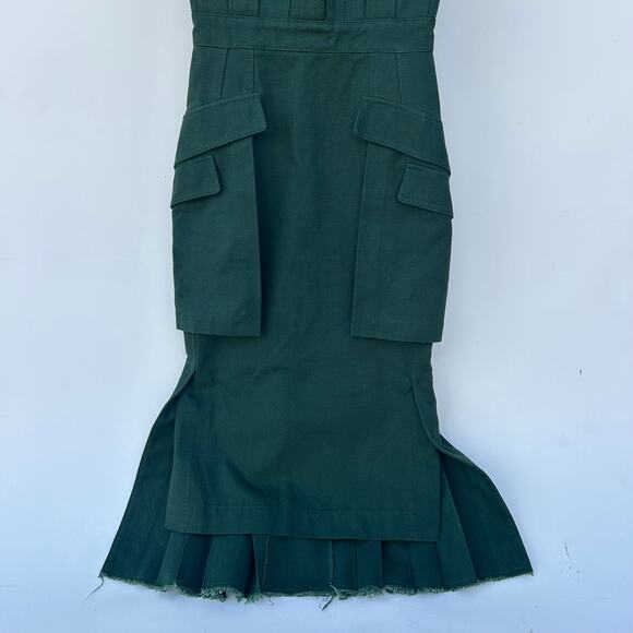 Alexander McQueen Fall Winter 18 Army Green Structured Midi Dress 38 Runway - Picture 8 of 13